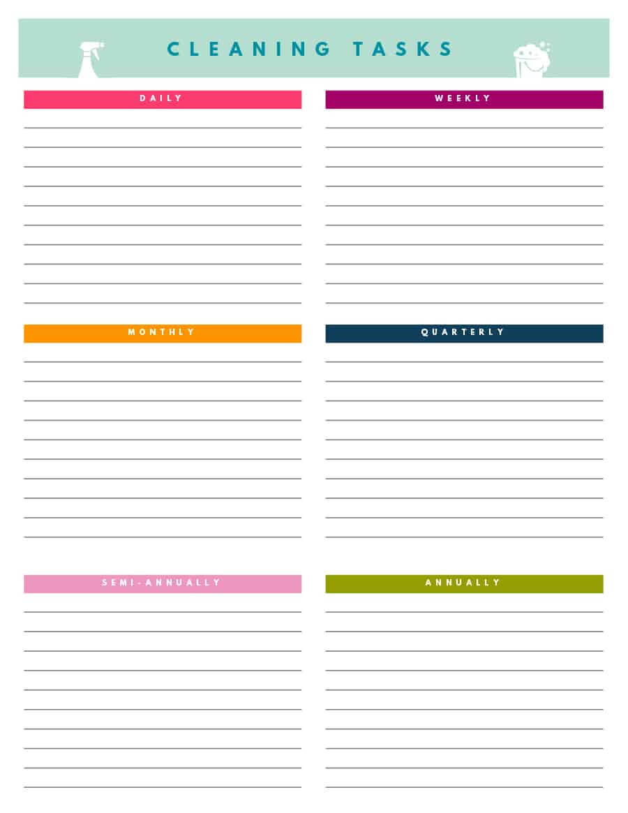 40 Printable House Cleaning Checklist Templates ᐅ Template Lab Regarding Blank Cleaning Schedule Template