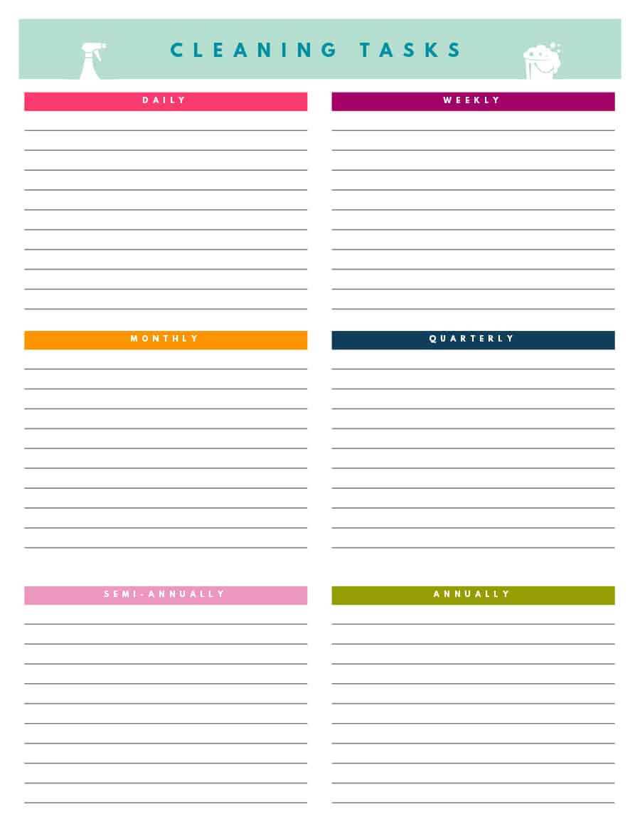 40 Printable House Cleaning Checklist Templates ᐅ Template Lab Regarding Blank Cleaning Schedule Template