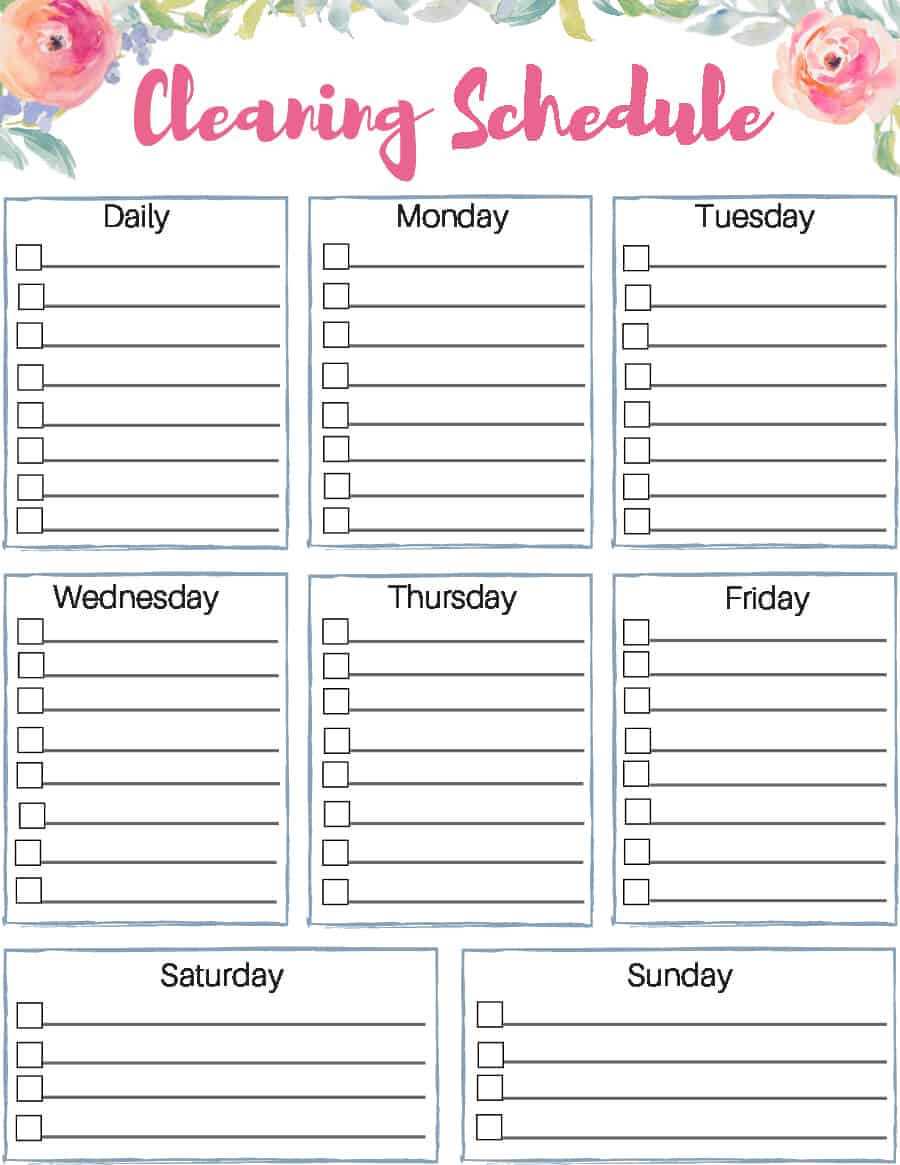 40 Printable House Cleaning Checklist Templates ᐅ Template Lab With Blank Cleaning Schedule Template