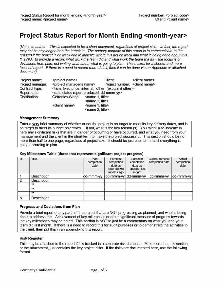 40+ Project Status Report Templates [Word, Excel, Ppt] ᐅ Intended For One Page Project Status Report Template