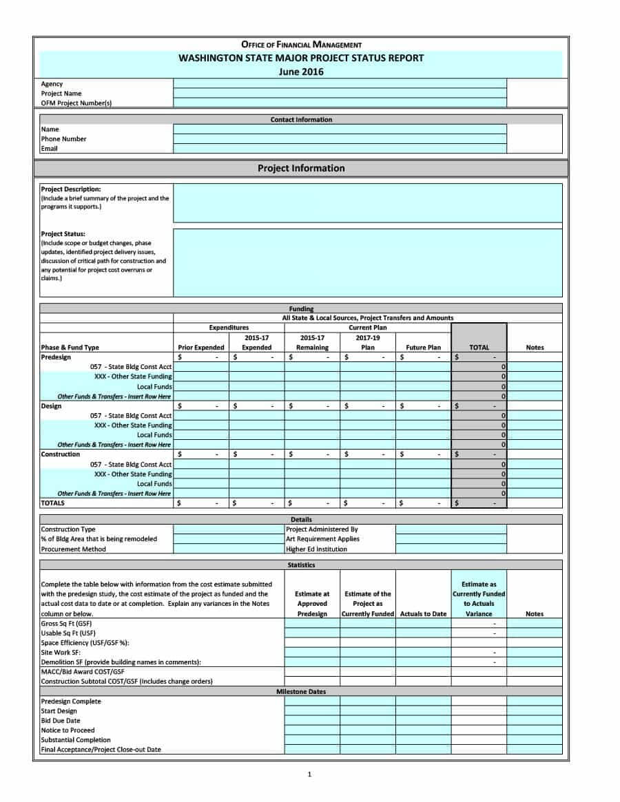 40+ Project Status Report Templates [Word, Excel, Ppt] ᐅ With Construction Status Report Template