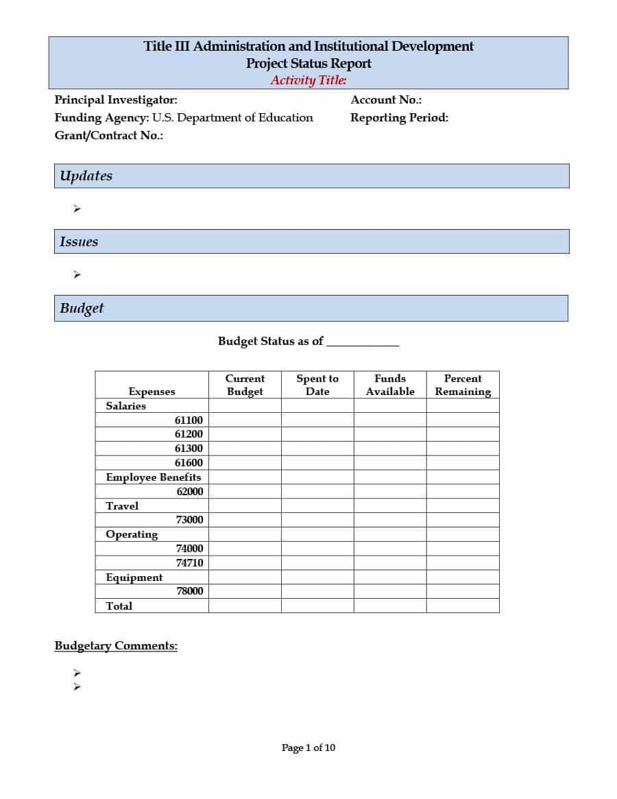 40+ Project Status Report Templates [Word, Excel, Ppt] ᐅ With One Page Status Report Template