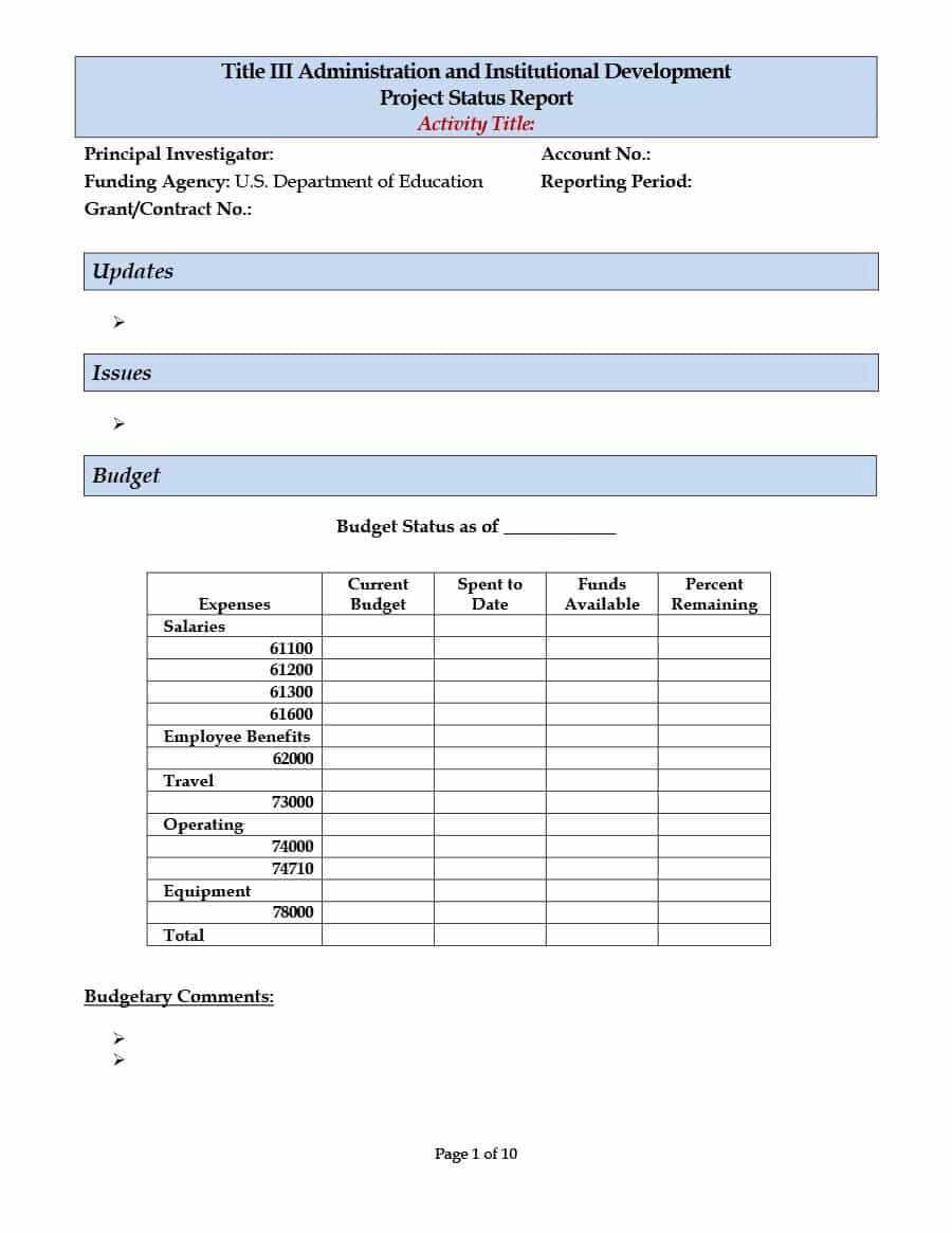 40+ Project Status Report Templates [Word, Excel, Ppt] ᐅ With One Page Status Report Template