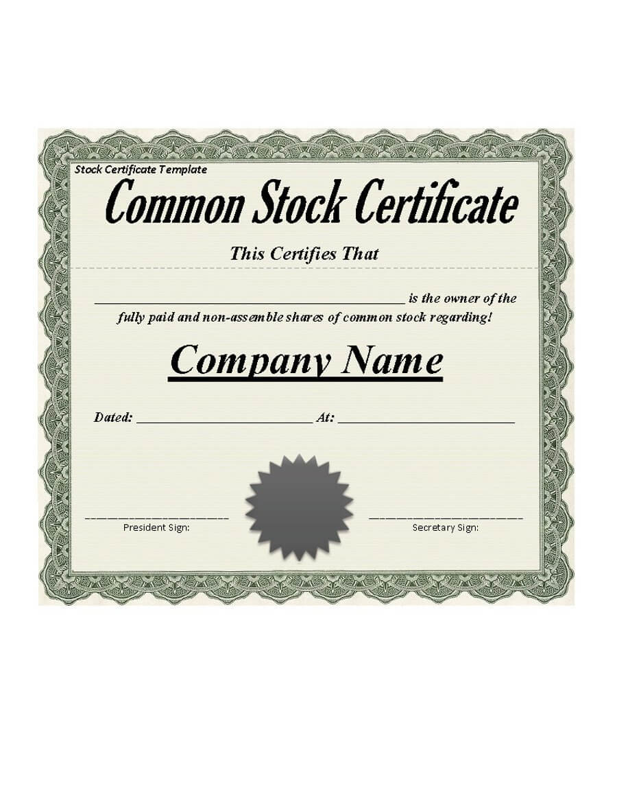 41 Free Stock Certificate Templates (Word, Pdf) – Free In Template For Share Certificate