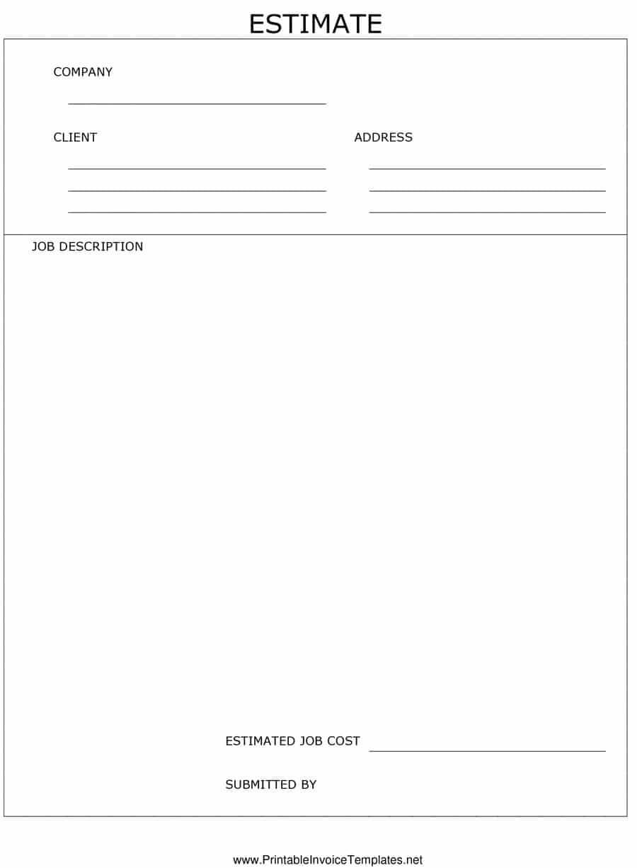 44 Free Estimate Template Forms [Construction, Repair Throughout Blank Estimate Form Template