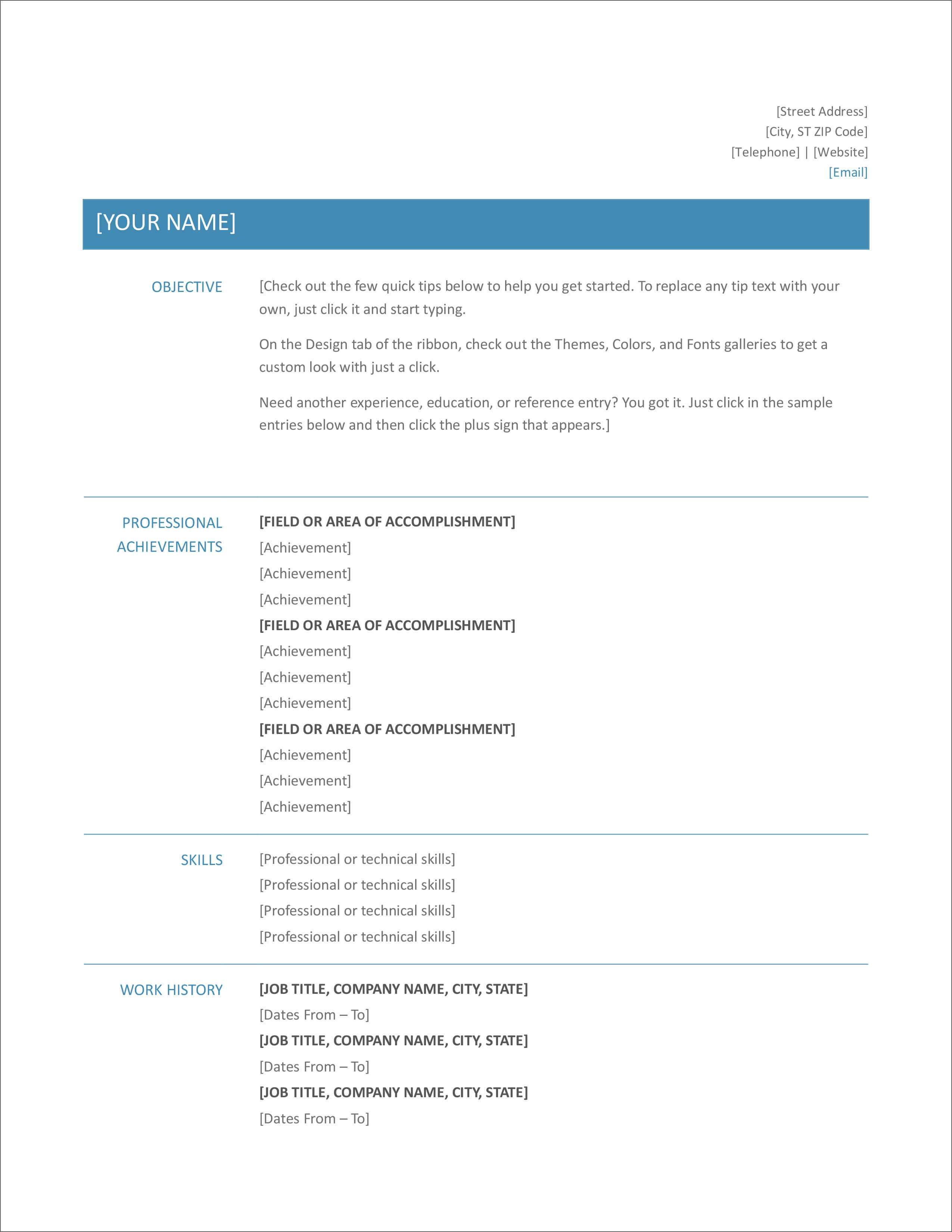 Free Modern Resume Templates Microsoft Word - Free Printable Templates