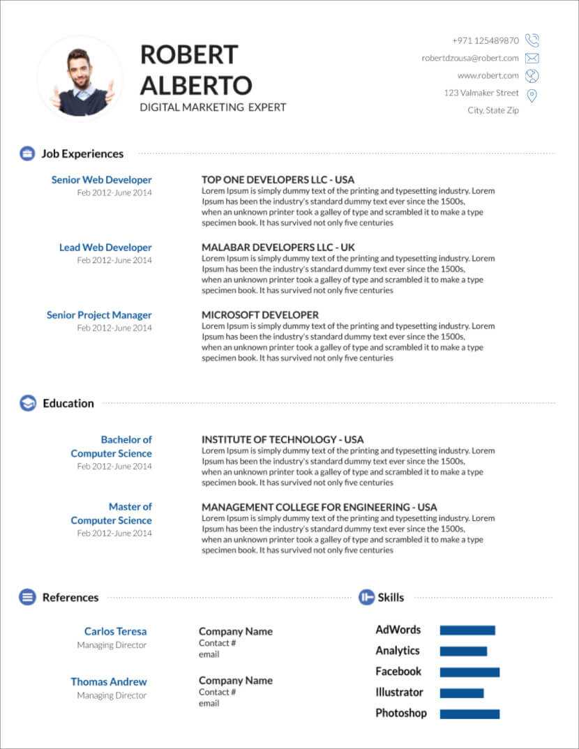 45 Free Modern Resume / Cv Templates – Minimalist, Simple Regarding Free Downloadable Resume Templates For Word