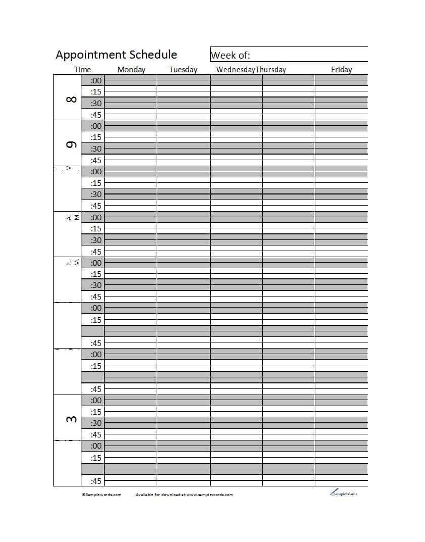 45 Printable Appointment Schedule Templates [& Appointment For Appointment Sheet Template Word