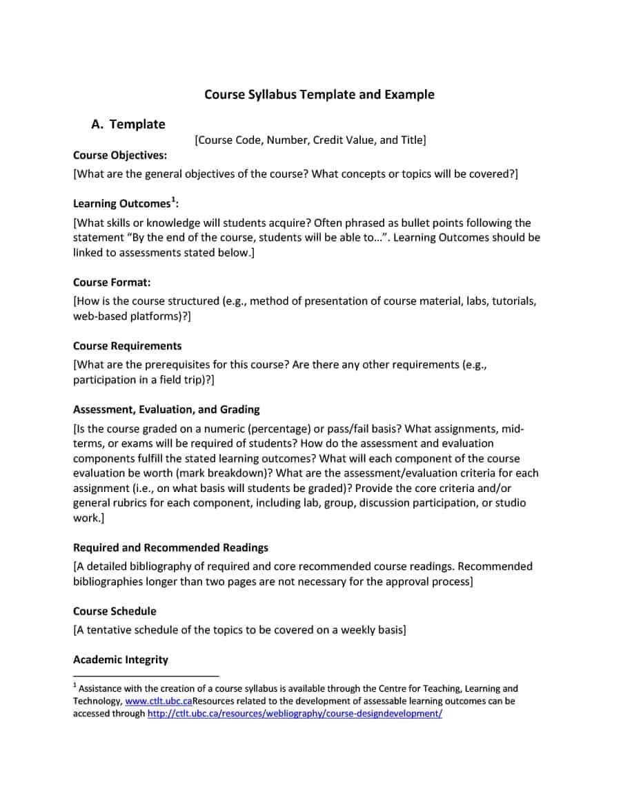 47 Editable Syllabus Templates (Course Syllabus) ᐅ Template Lab Regarding Blank Syllabus Template