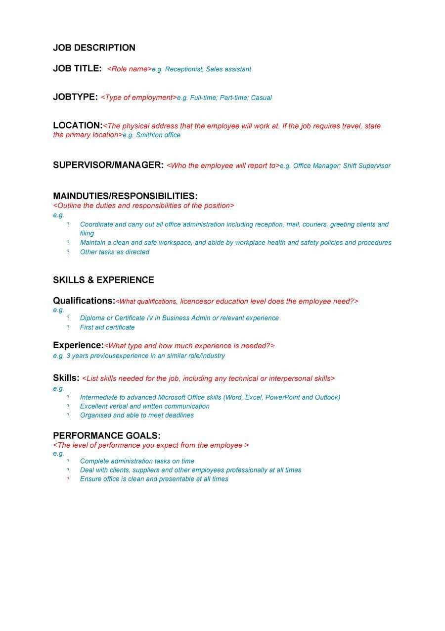 47 Job Description Templates & Examples ᐅ Template Lab Intended For Job Descriptions Template Word