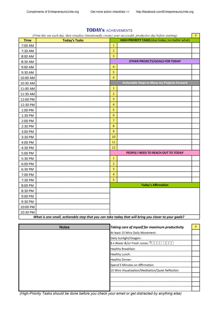 47 Printable Daily Planner Templates (Free In Word/excel/pdf) Throughout Printable Blank Daily Schedule Template