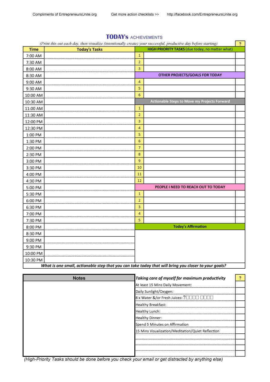 47 Printable Daily Planner Templates (Free In Word/excel/pdf) Throughout Printable Blank Daily Schedule Template