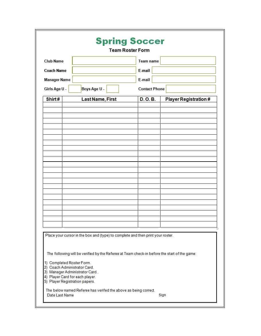 49 Printable Soccer Roster Templates (Soccer Lineup Sheets) ᐅ Intended For Soccer Referee Game Card Template