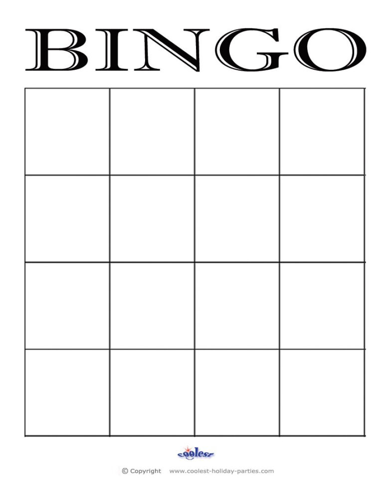 4X4 Blank Bingo Card Template | Bingo Template, Blank Bingo For Bingo ...
