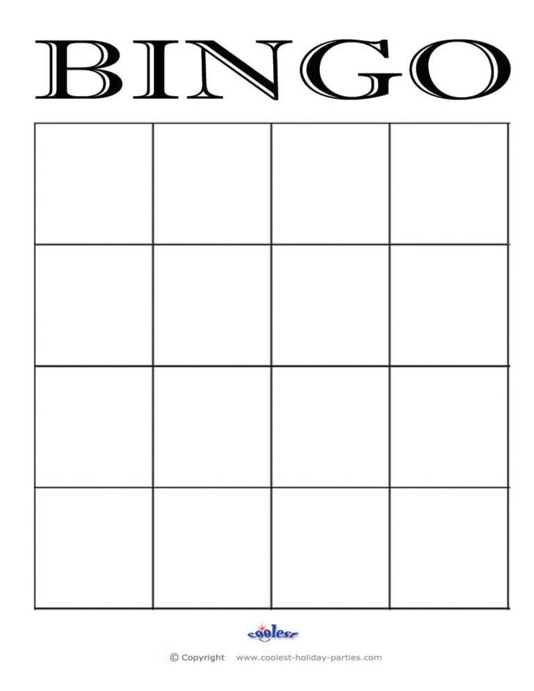 4X4 Blank Bingo Card Template | Bingo Template, Blank Bingo For Bingo ...