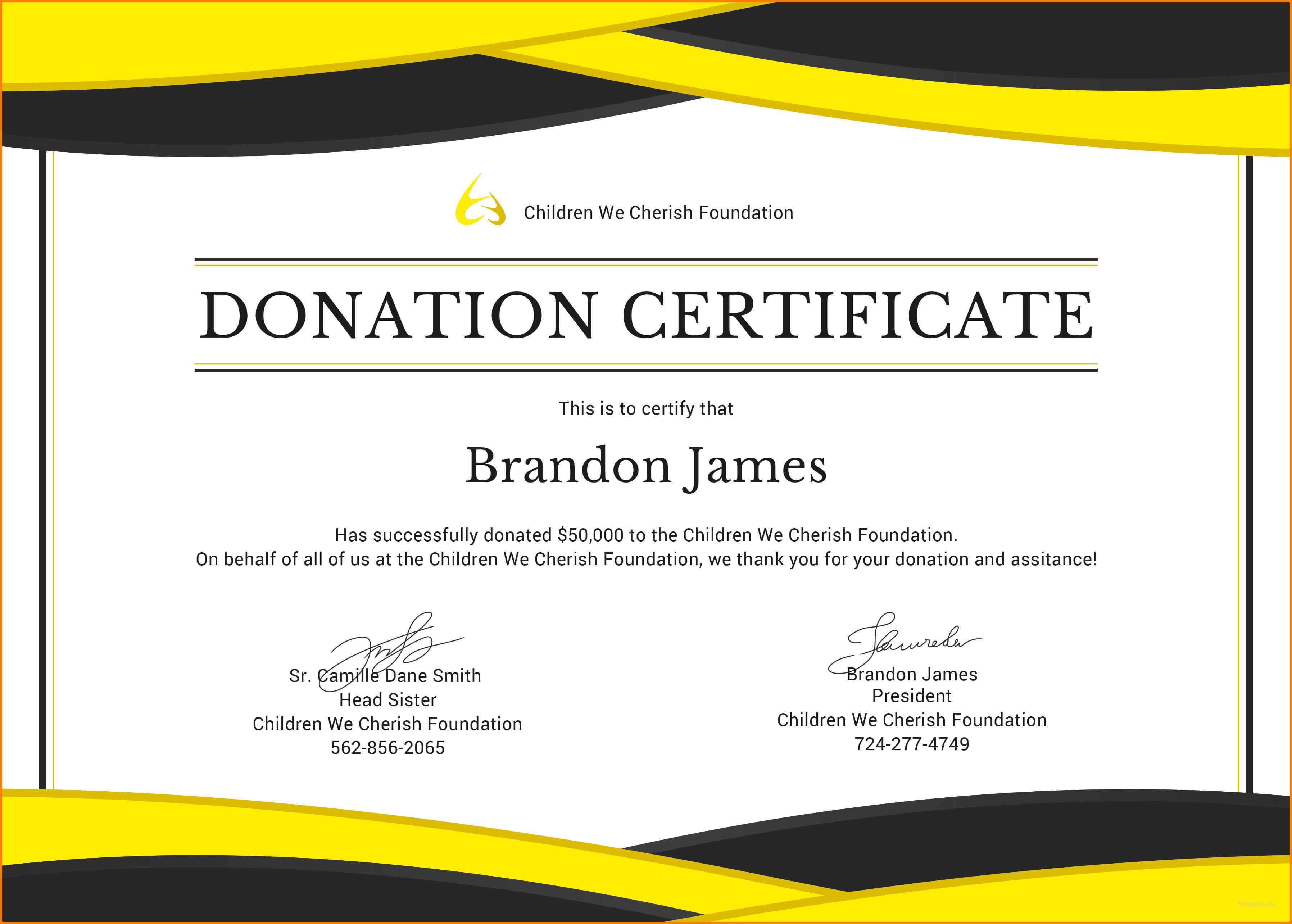 5+ Donation Certificate Template | Instinctual Intelligence In Donation Certificate Template