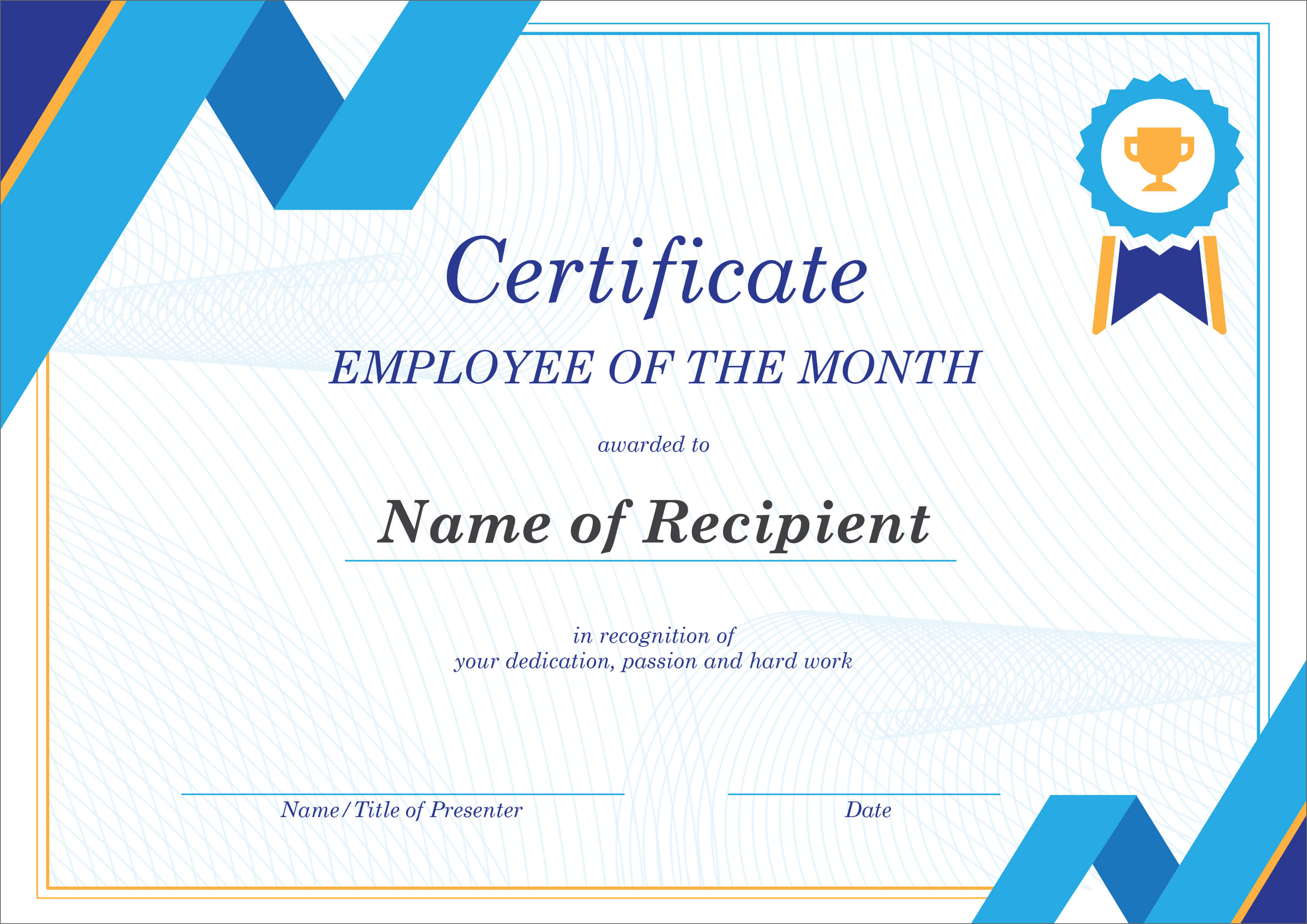 50 Creative Blank Certificate Templates In Psd Photoshop Within Employee Of The Month Certificate Templates