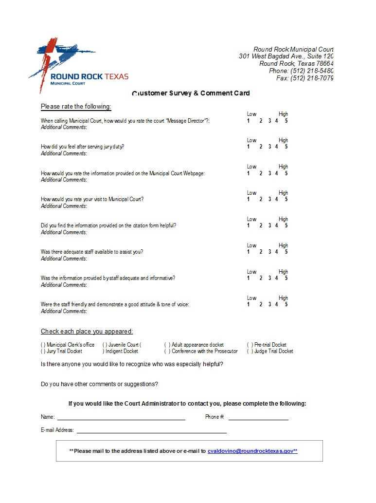 50 Printable Comment Card & Feedback Form Templates ᐅ Intended For Comment Cards Template