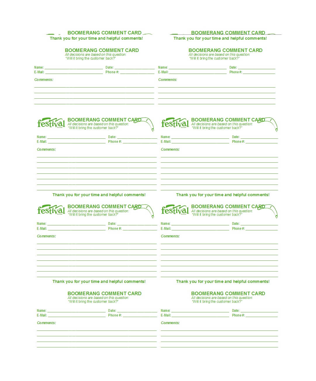 50 Printable Comment Card & Feedback Form Templates ᐅ Intended For Customer Information Card Template
