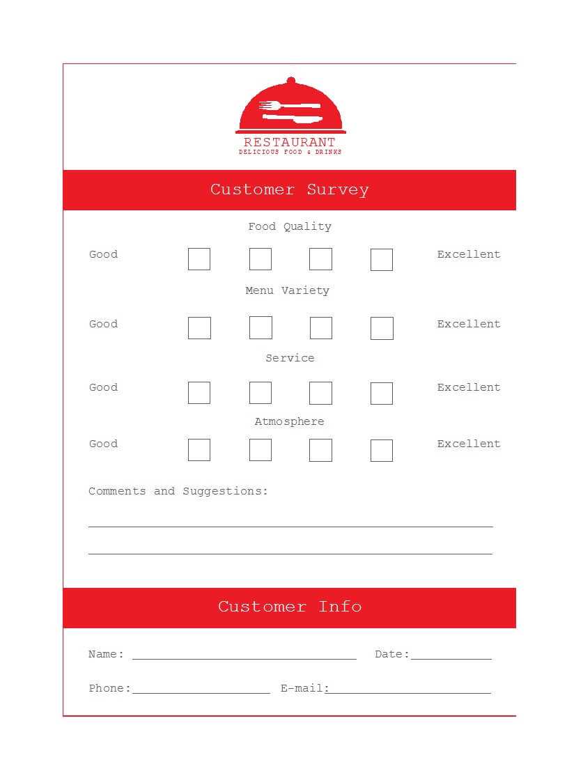 50 Printable Comment Card & Feedback Form Templates ᐅ Intended For Restaurant Comment Card Template