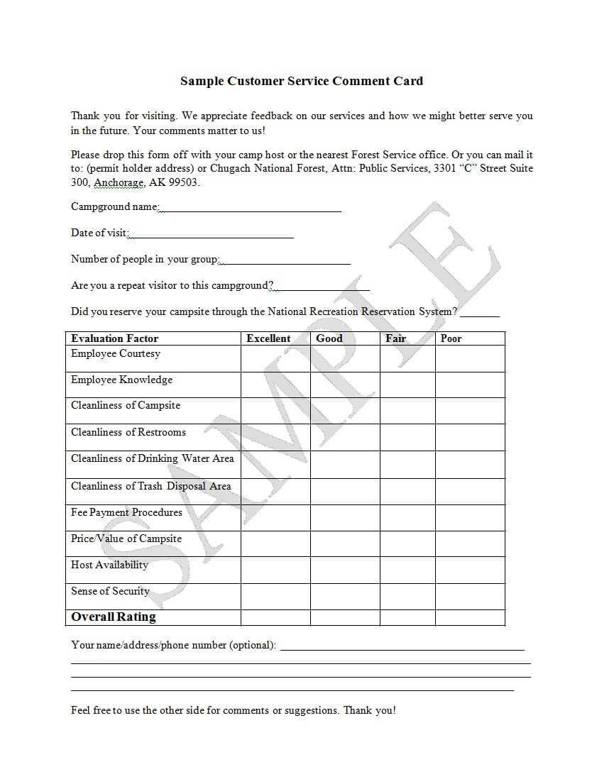 50 Printable Comment Card & Feedback Form Templates ᐅ Within Comment Cards Template