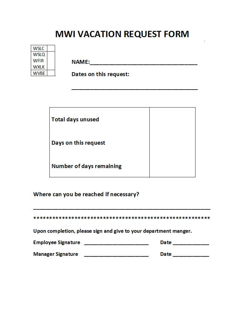 50 Professional Employee Vacation Request Forms [Word] ᐅ With Travel Request Form Template Word