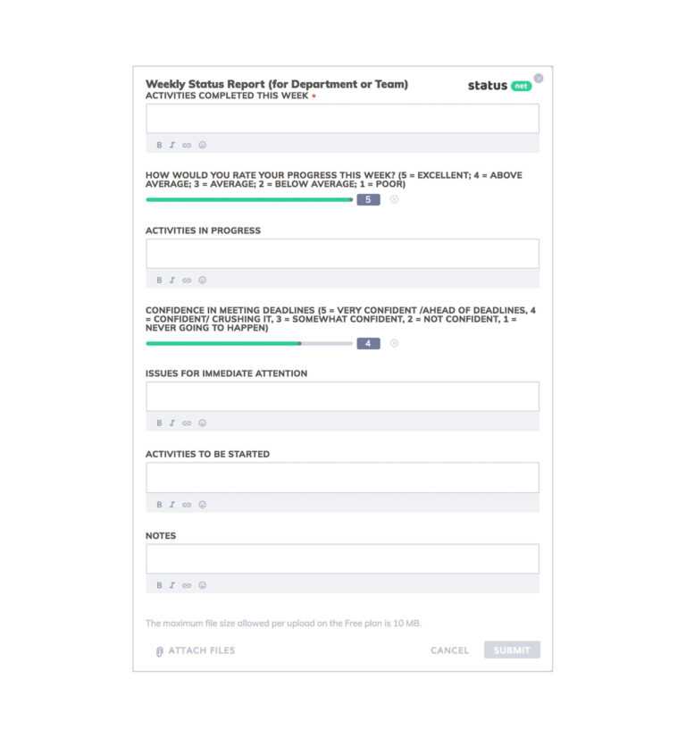 Weekly Manager Report Template