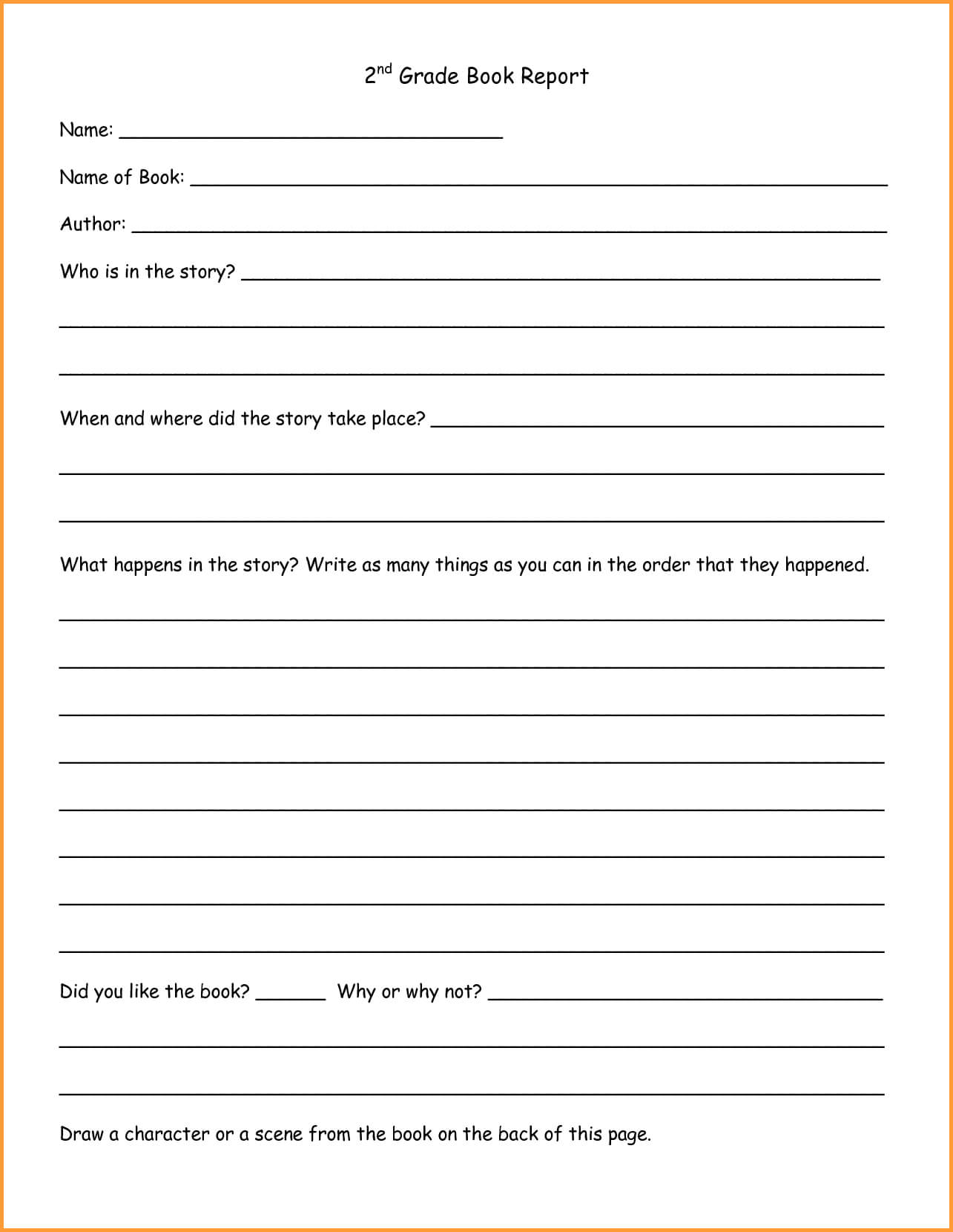 6+ Book Report Template 2Nd Grade | Types Of Letter Inside Second Grade Book Report Template