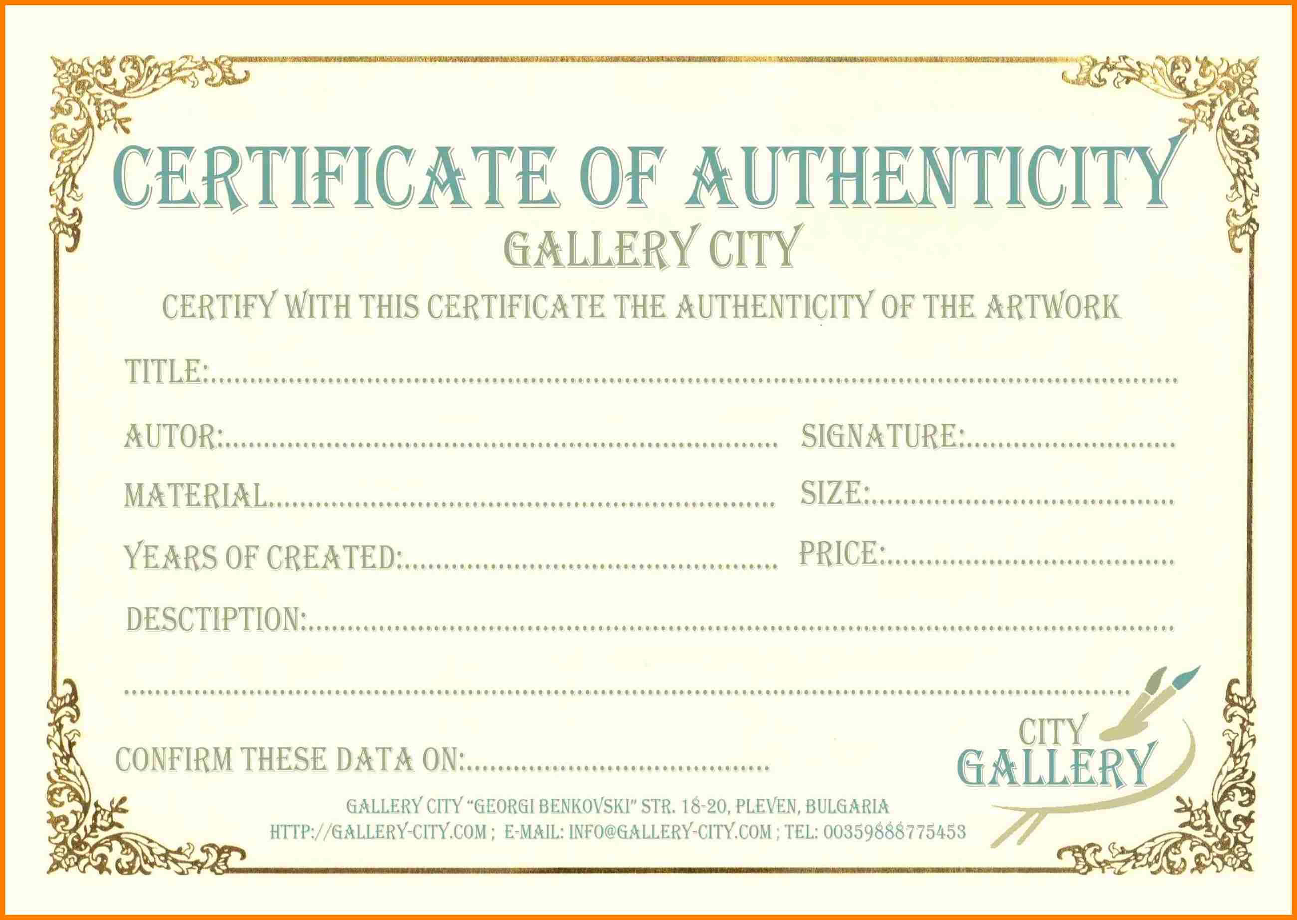 6+ Certificate Of Authenticity Templates | Weekly Template Throughout Workstation Authentication Certificate Template