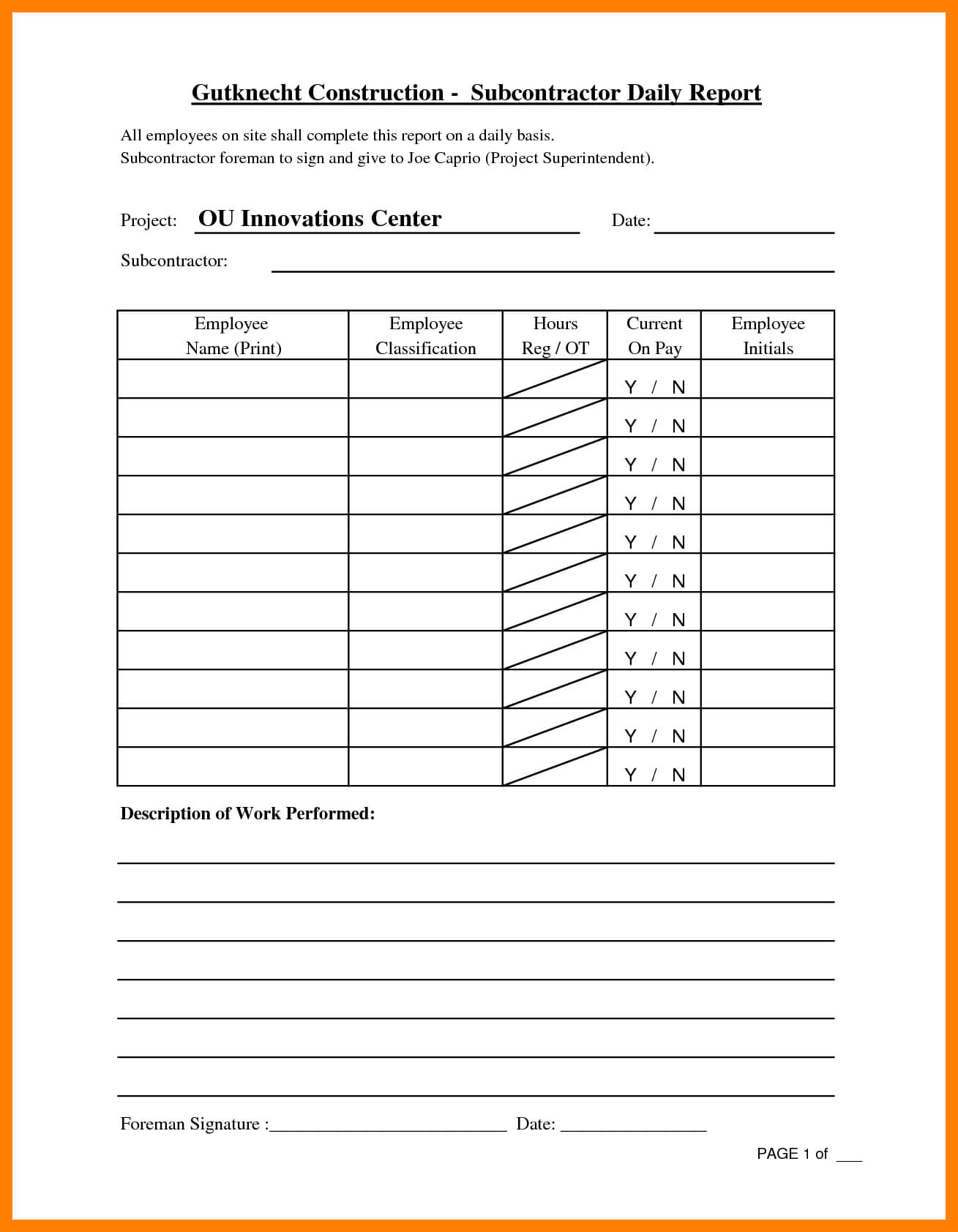 6+ Daily Report Format For Construction Project | Lobo For Daily Work Report Template