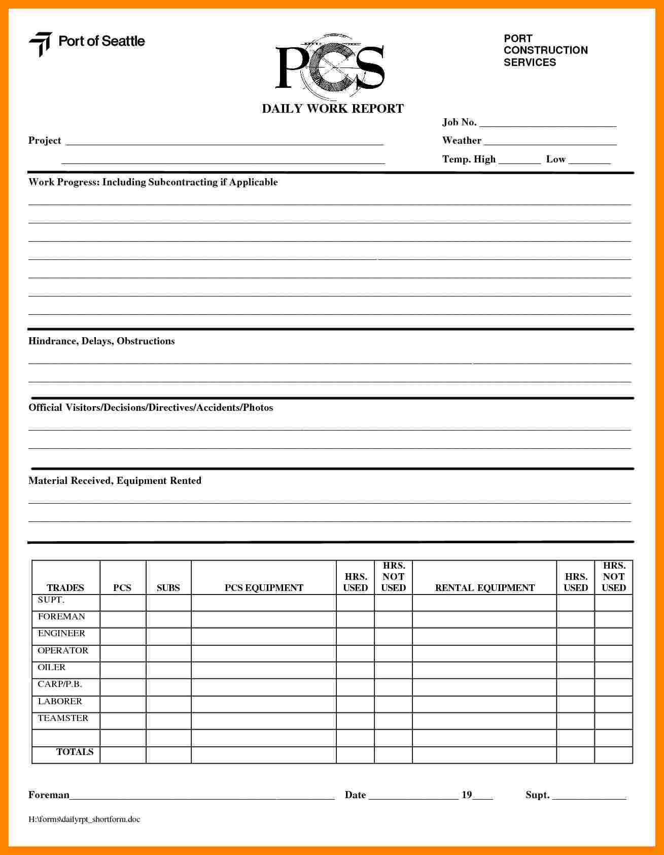 6+ Daily Report Template Word | Lobo Development With Regard To Employee Daily Report Template