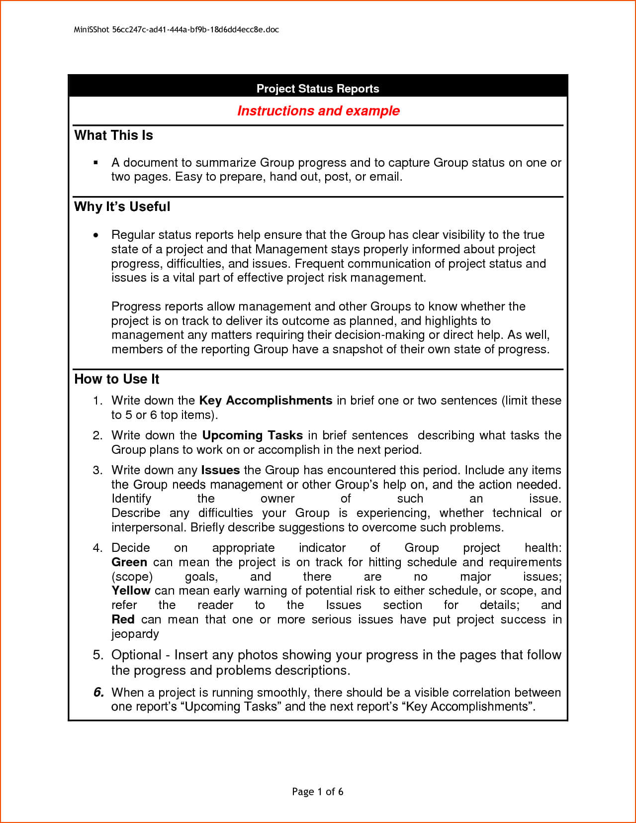 6+ Project Progress Report Template – Bookletemplate With Regard To Progress Report Template Doc