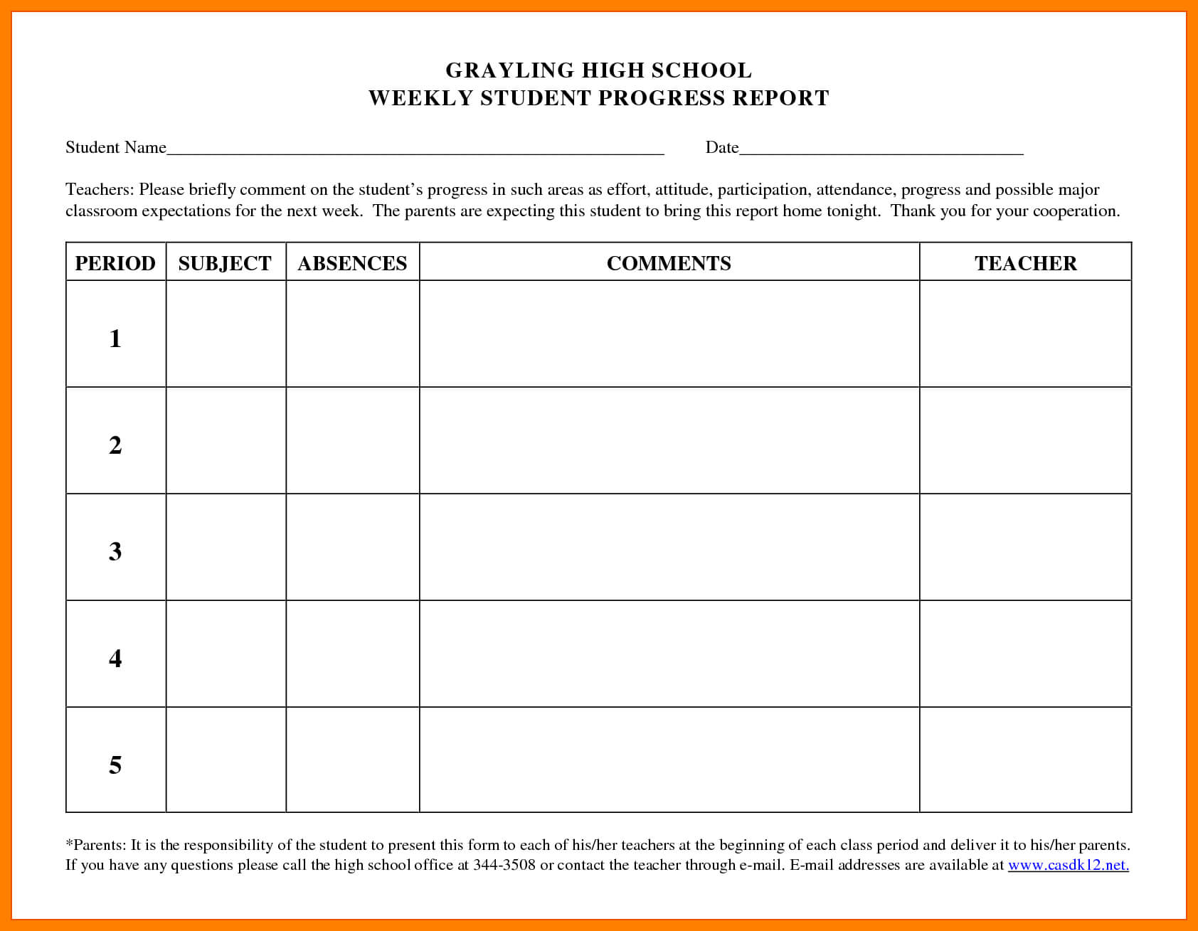 6+ Student Progress Report Templates | Phoenix Officeaz Intended For High School Progress Report Template