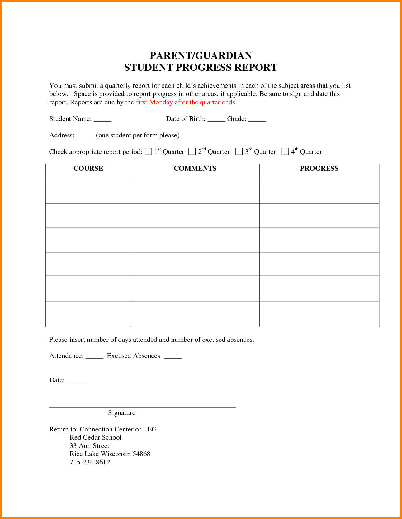 6+ Students Progress Report Template | Phoenix Officeaz Intended For Student Progress Report Template