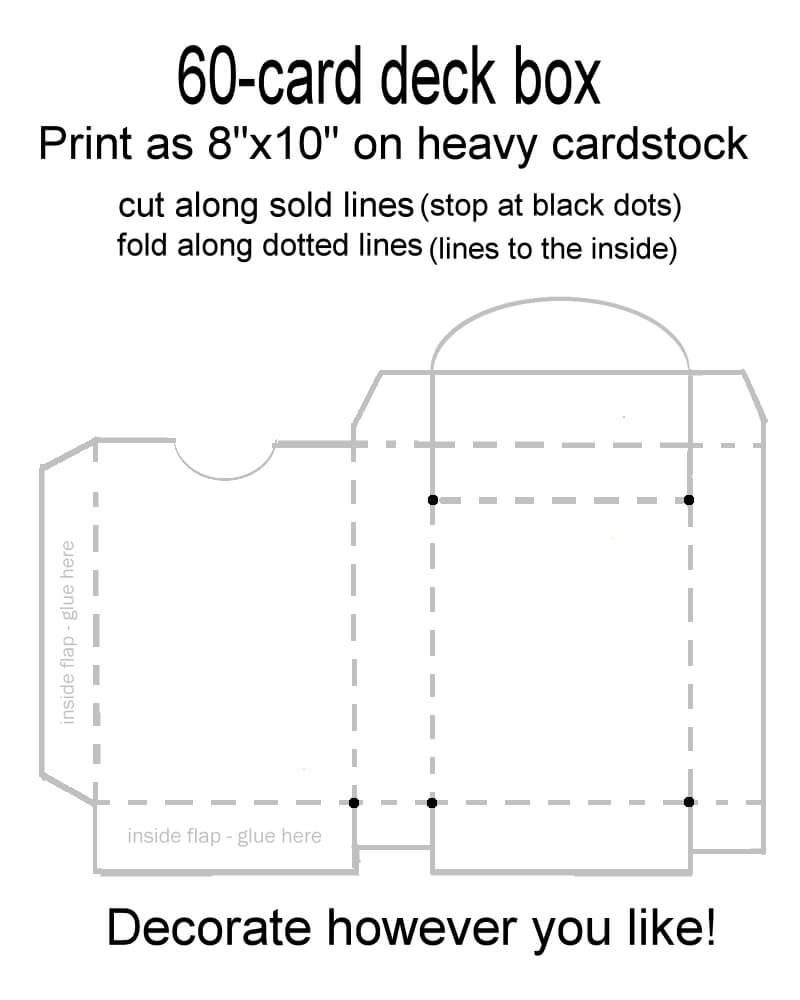 60 Card Deck Box Template For Magic, Pokemon, Yu Gi Oh, Etc With Card Box Template Generator