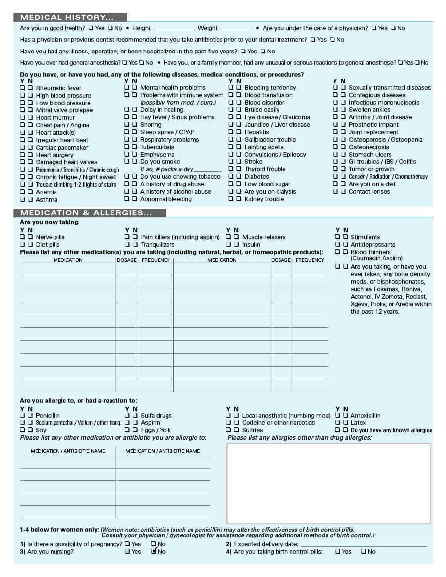 67 Medical History Forms [Word, Pdf] – Printable Templates With Medical Appointment Card Template Free
