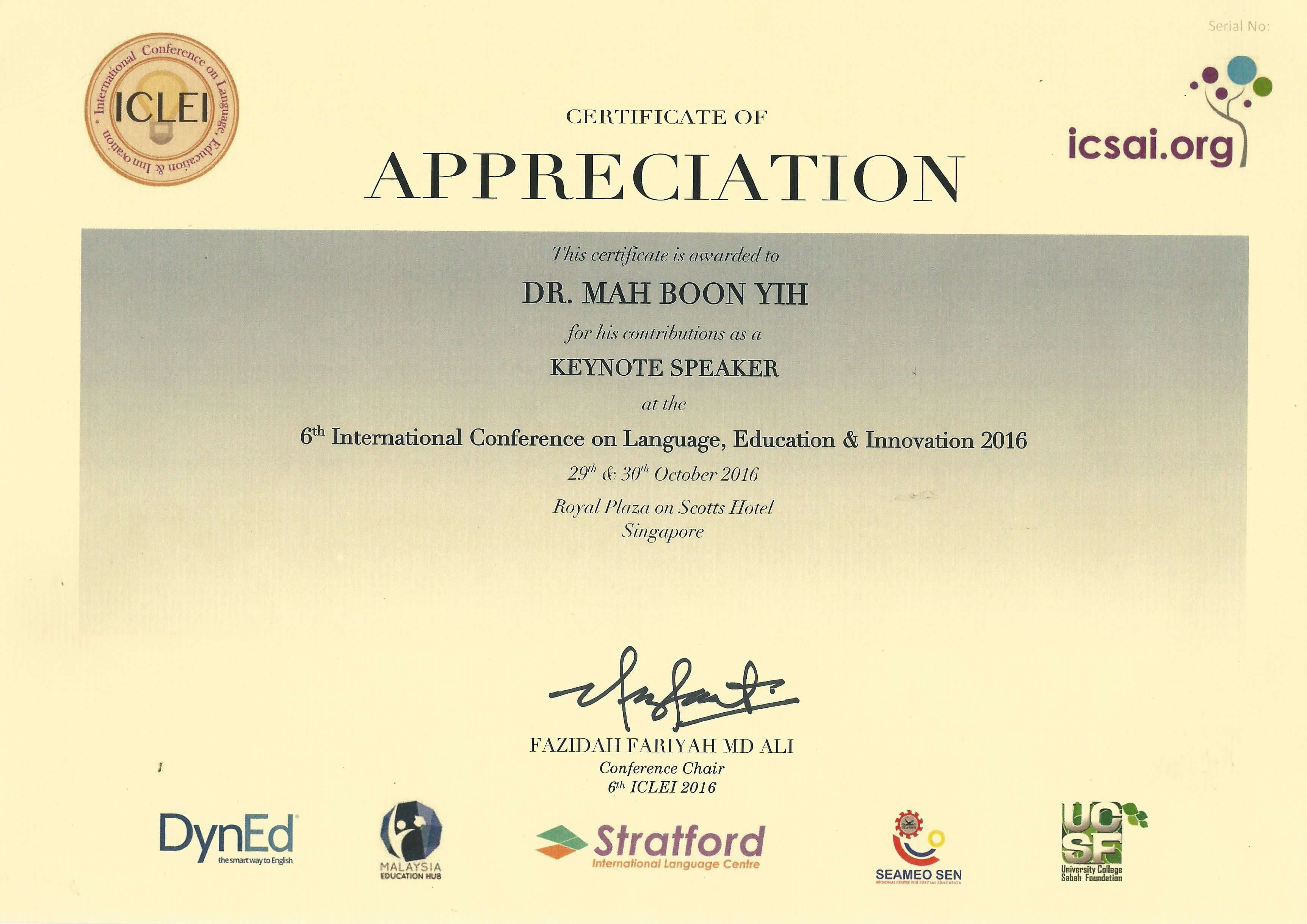 6Th International Conference On Language, Education Intended For International Conference Certificate Templates