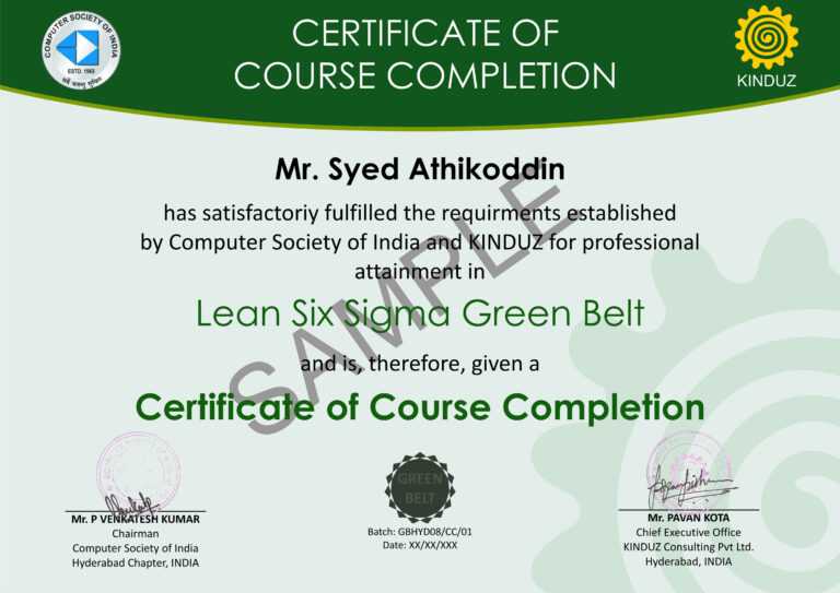 Green Belt Certificate Template