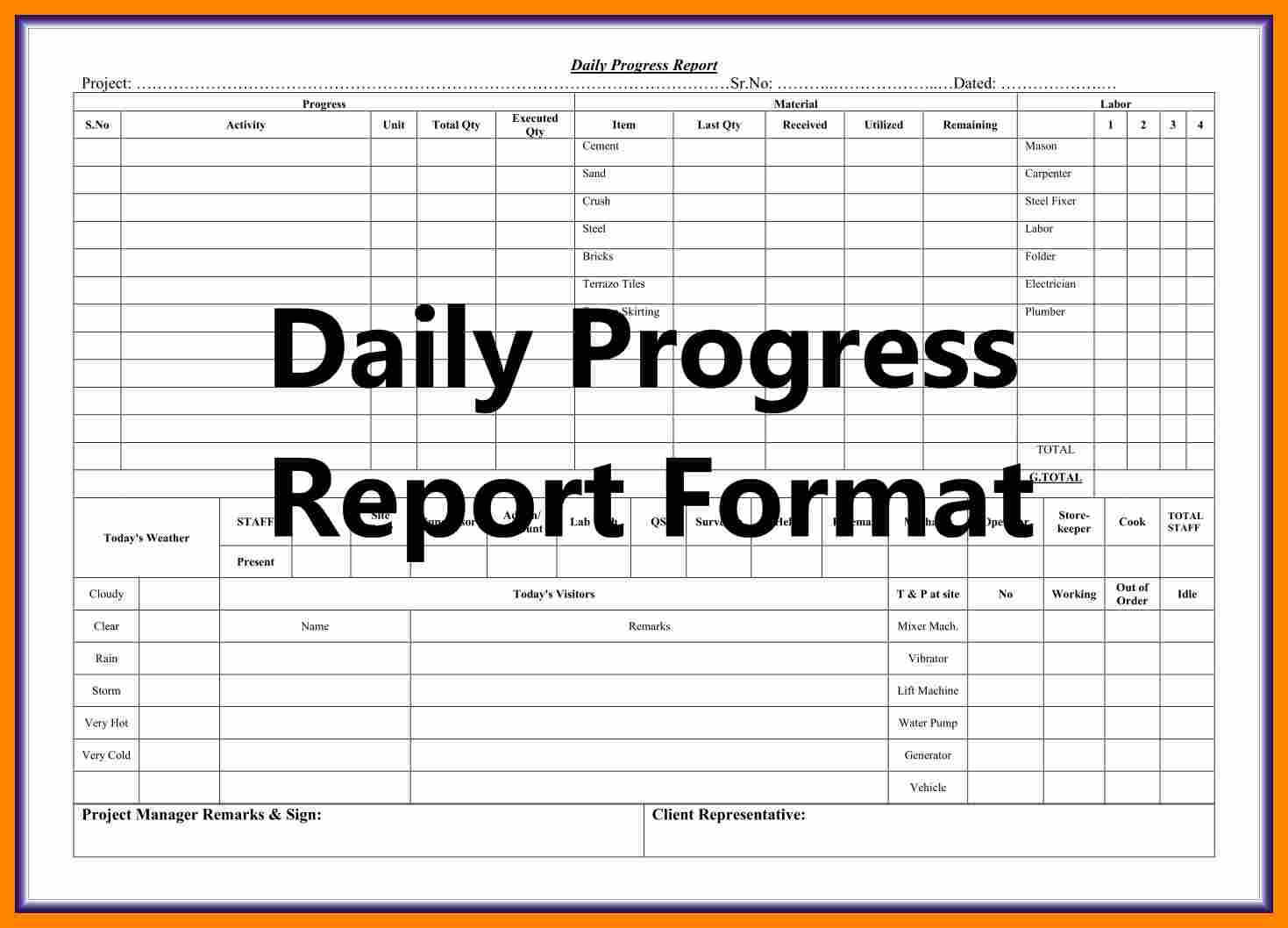 7+ Daily Progress Report Format For Construction | Lobo With Regard To Construction Daily Progress Report Template