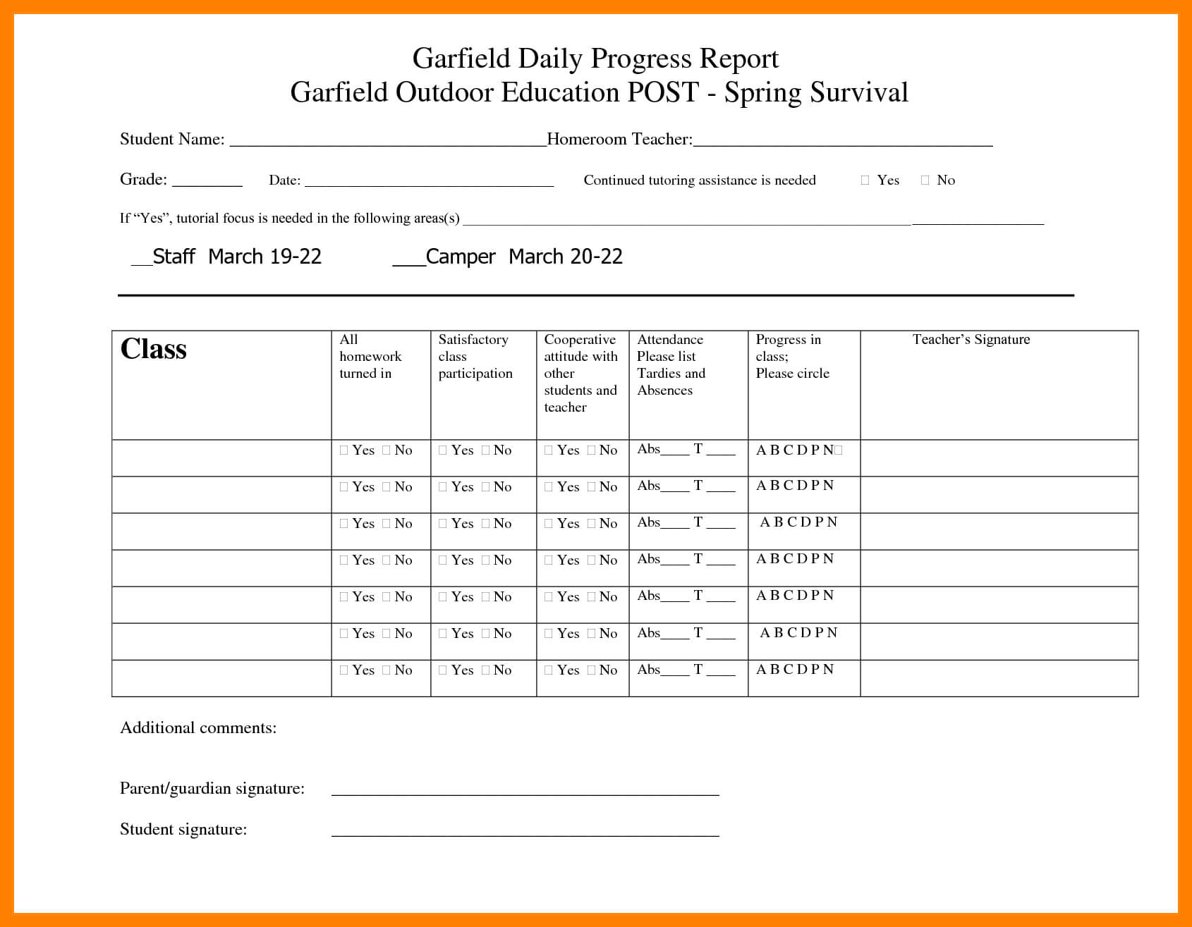 7+ Daily Progress Report Template For Students | Lobo Pertaining To Student Progress Report Template