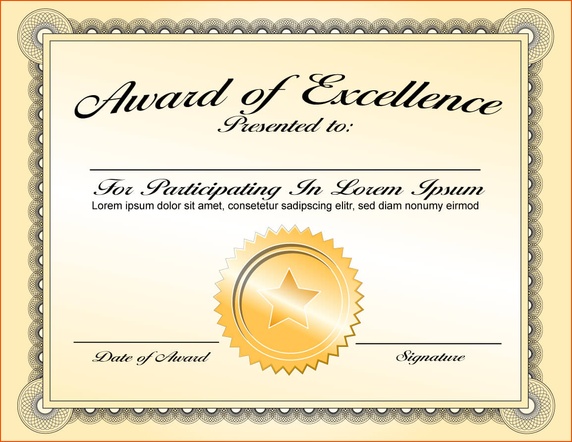 8+ Awards Certificate Template – Bookletemplate Inside Award Of Excellence Certificate Template