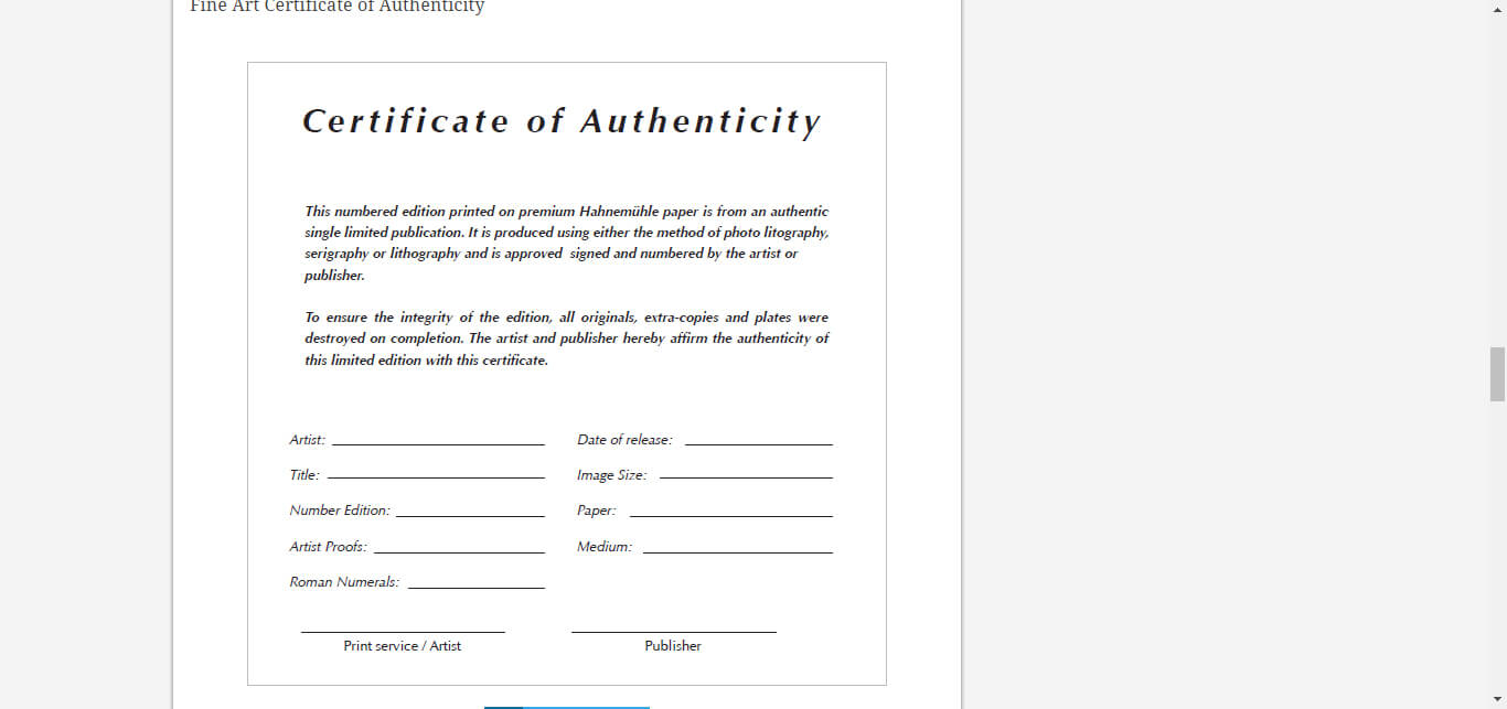 8 Certificate Of Authenticity Templates – Free Samples For Certificate Of Service Template Free