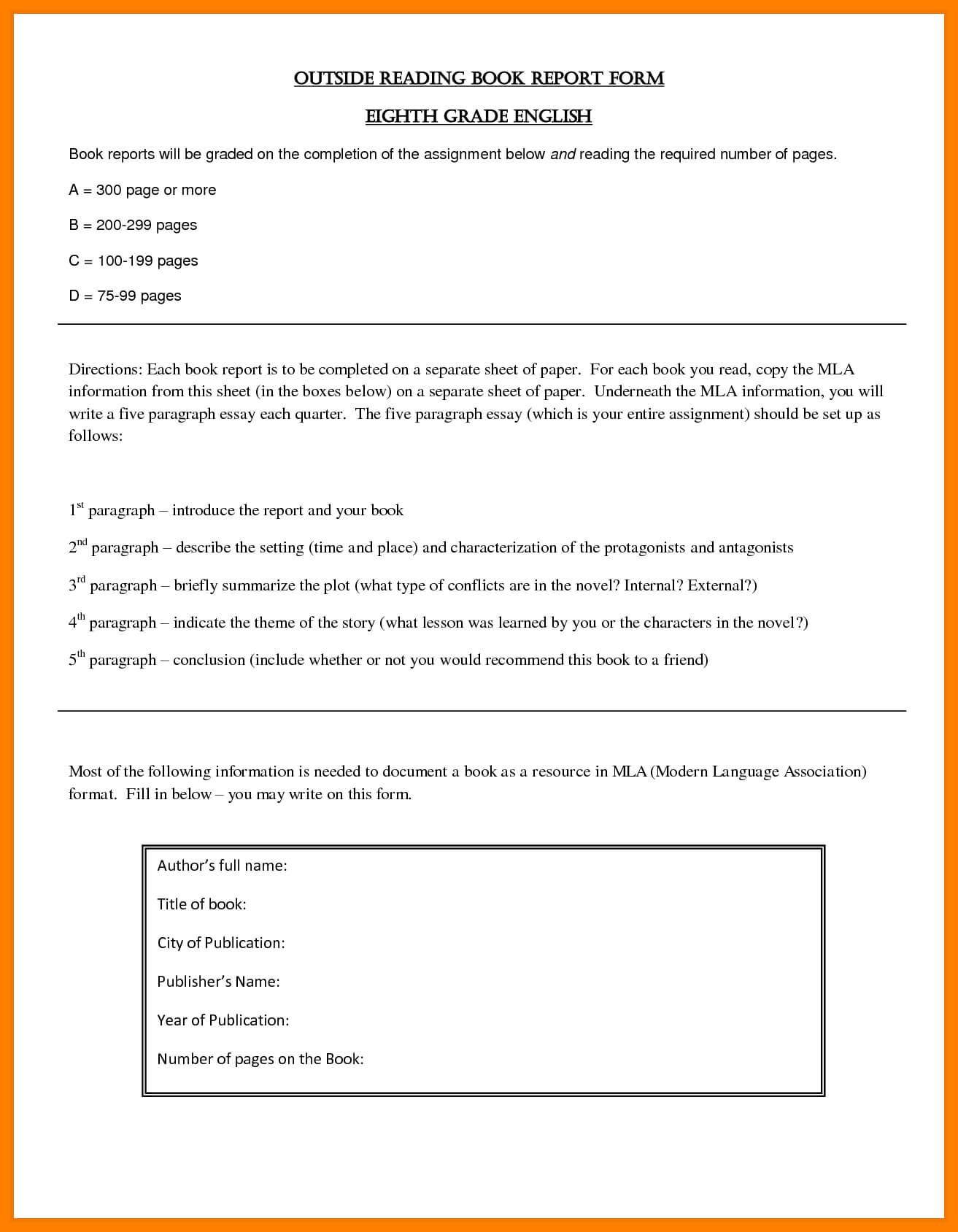 8+ Free Sample Book Reports | Shrewd Investment Within School Report Template Free