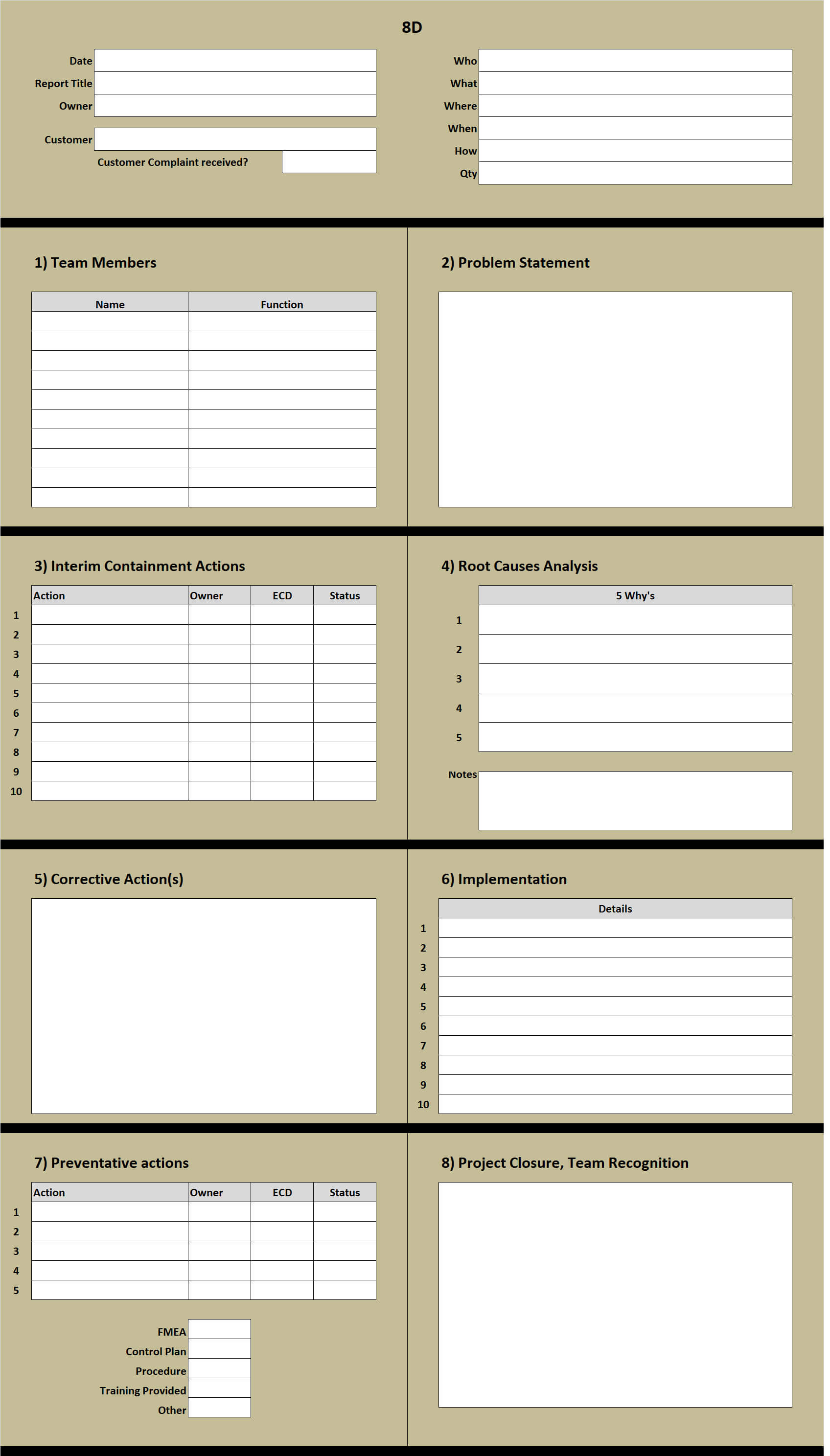 8D Excel Template Learn How To Create An 8D Problem Solving Within 8D Report Template