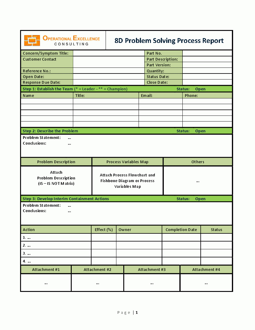 8D Problem Solving Process Report Template (Word) – Flevypro Inside 8D Report Template