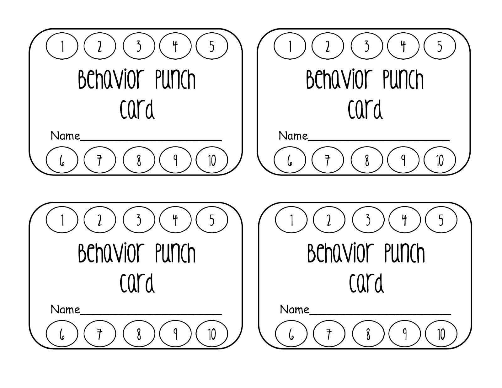 9 Best Photos Of Free Printable Behavior Punch Card Regarding Free Printable Punch Card Template