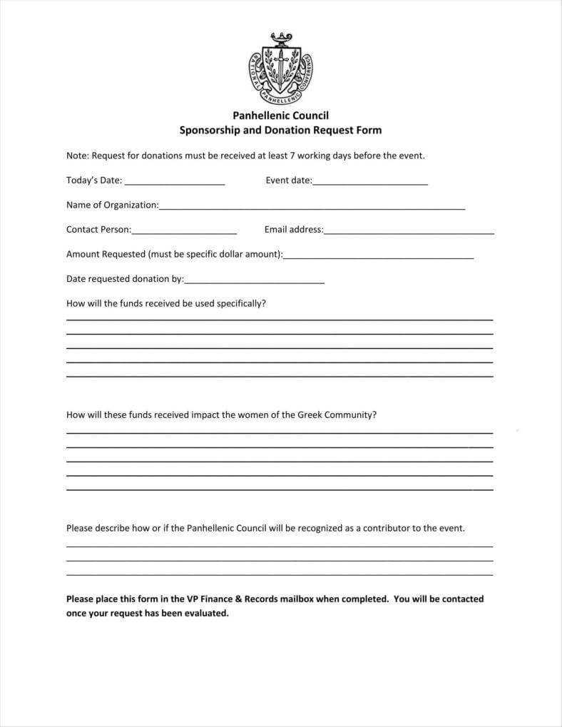 9+ Donation Application Form Templates Free Pdf Format With Blank Sponsorship Form Template