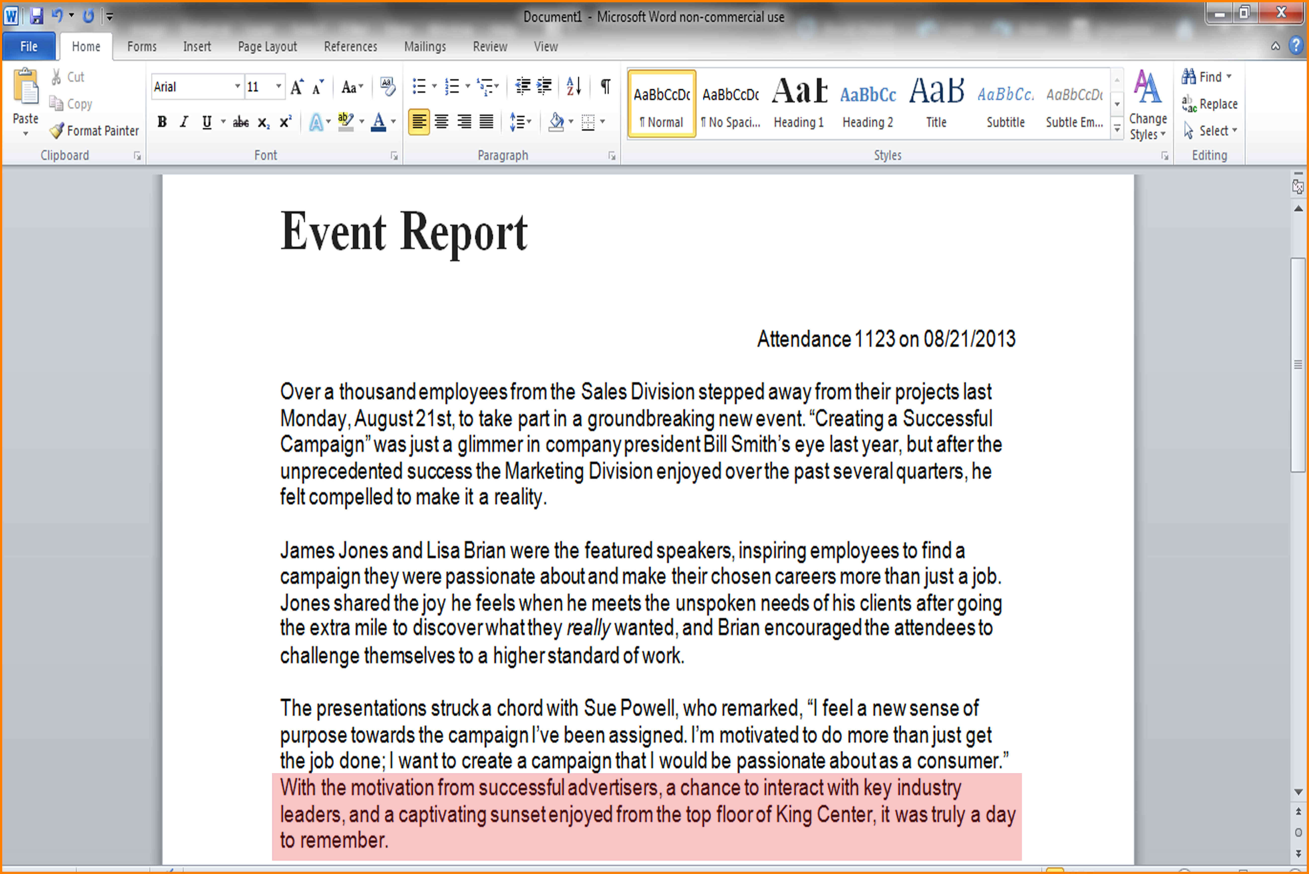 9+ Event Report Template Word | Business Opportunity Program In After Event Report Template