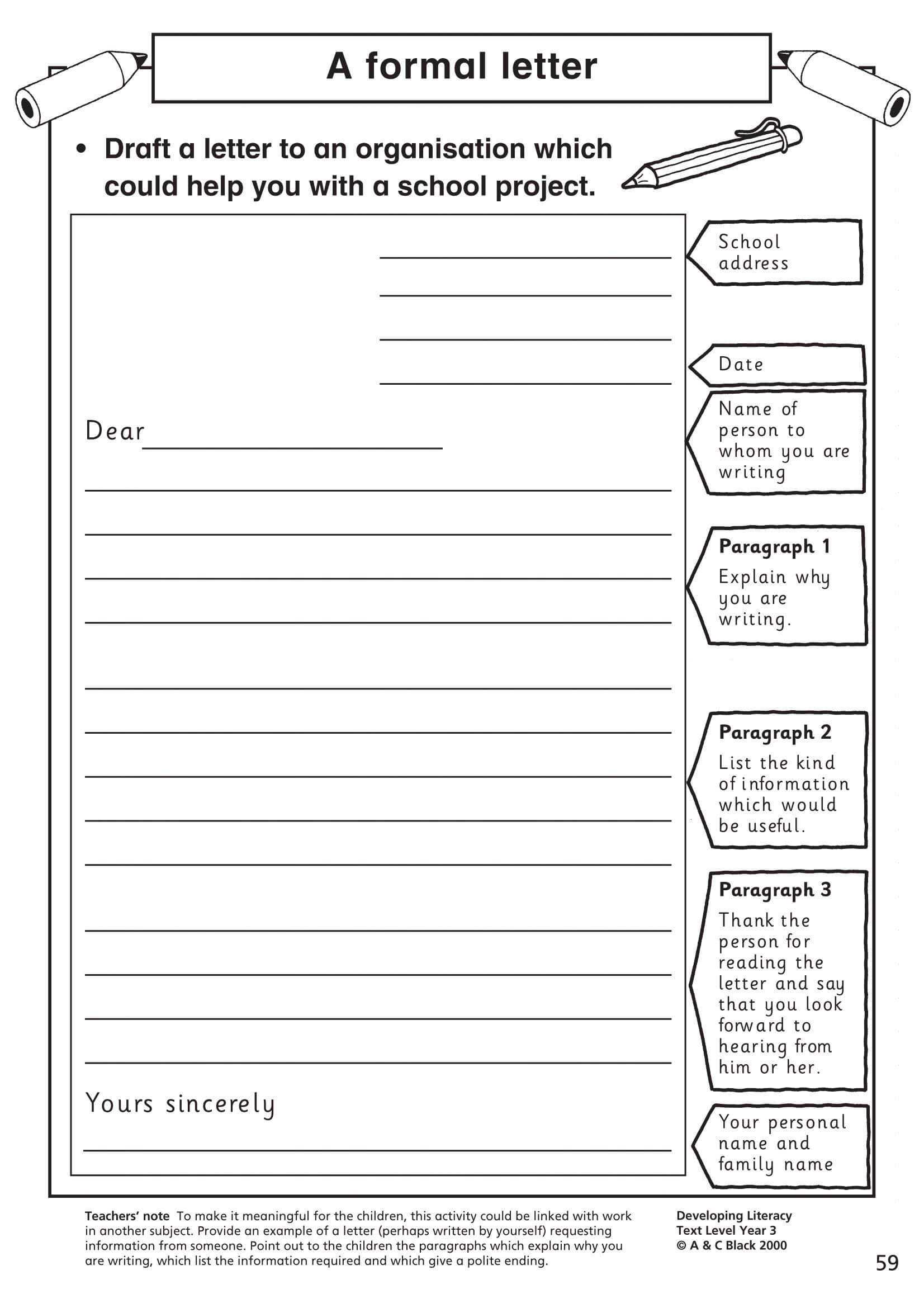 A Formal Letter | A Formal Letter, Informal Letter Writing Intended For Blank Letter Writing Template For Kids