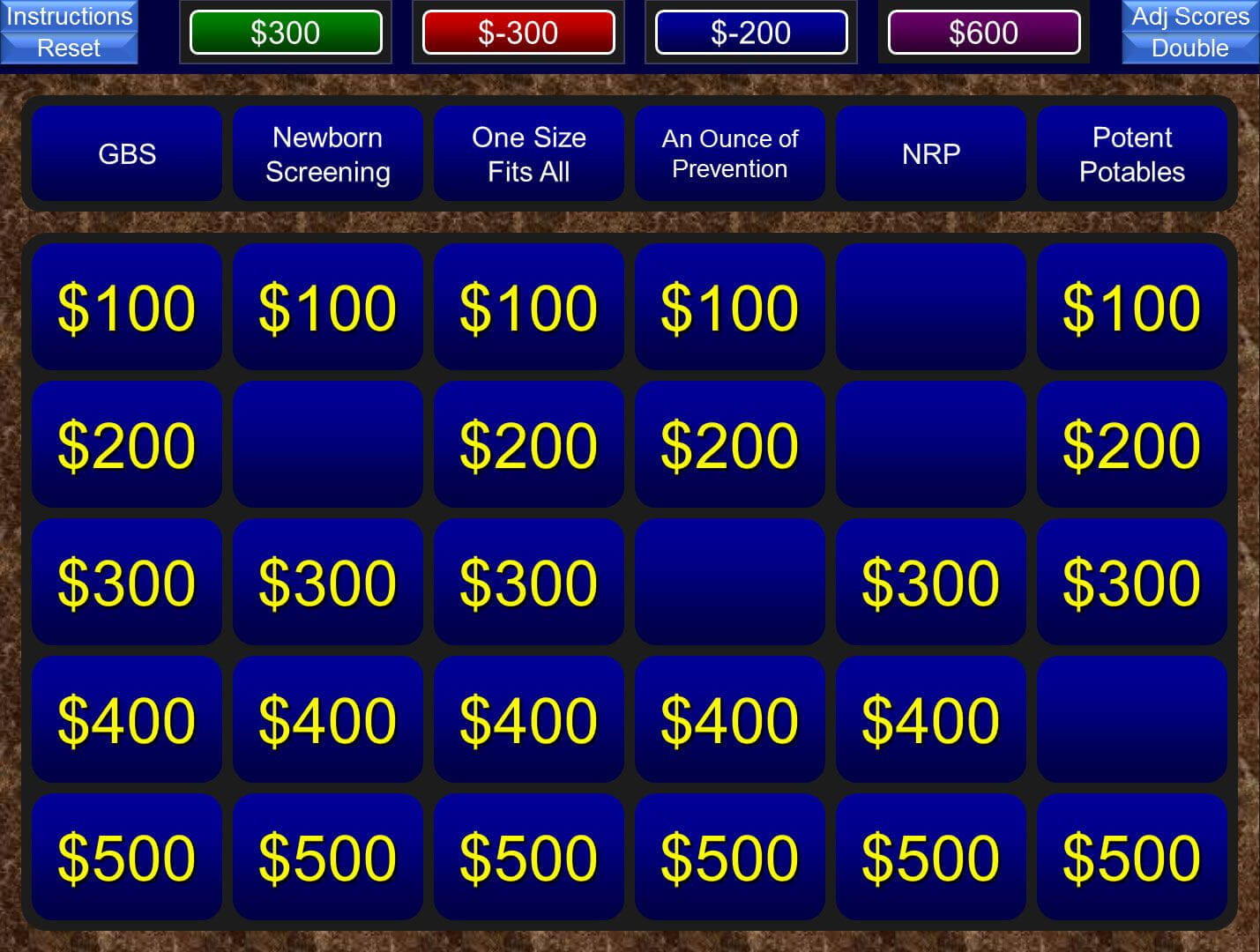Jeopardy Powerpoint Template 4 Categories